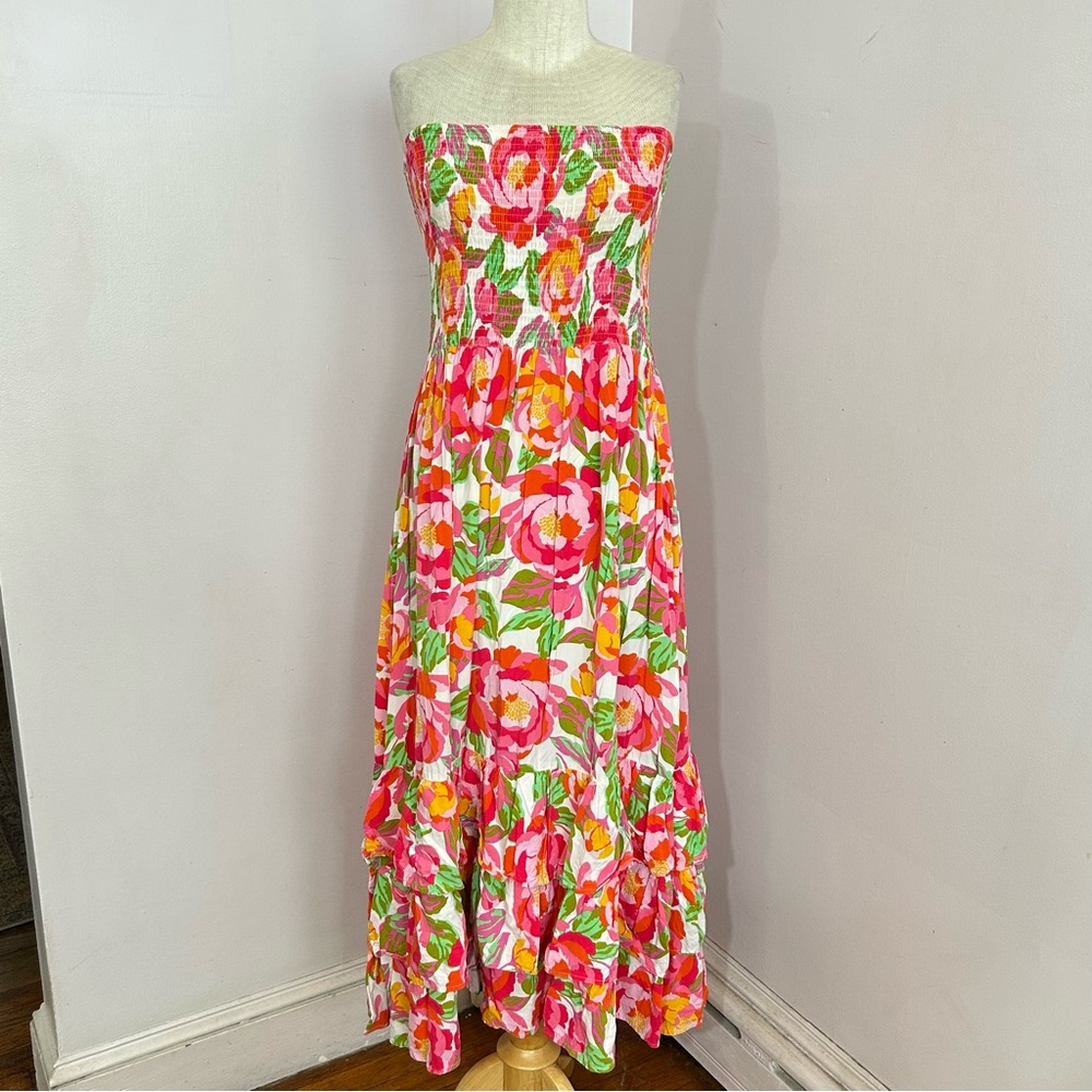 ATL Able the Label Floral Strapless Summer Dress L - Picture 2 of 9